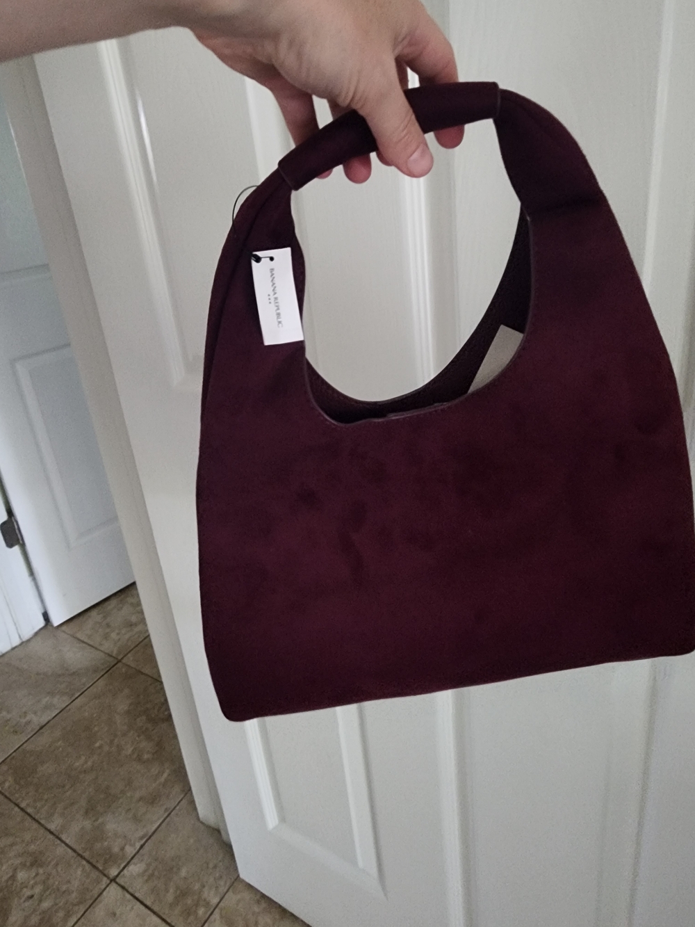 Banana Republic Burgundy Suede Mini Hobo Bag